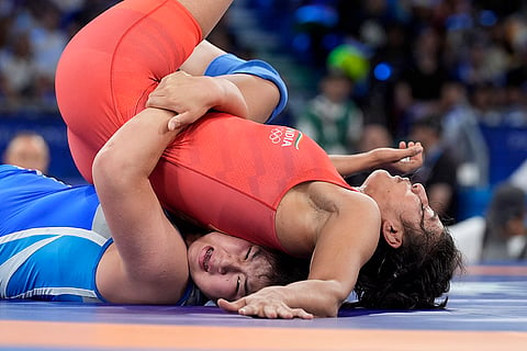Women's freestyle 68kg wrestling quarterfinal between India's Nisha Dahiya and North Korea's Sol Gum Pak